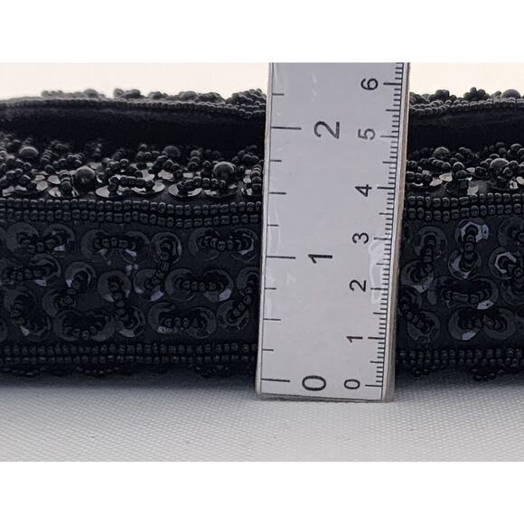 PURSE-HANDBAG-BIJOUX TERNER-Black-Beaded-Beaded Strap-Snap Closure-Clutch - Picture 15 of 15